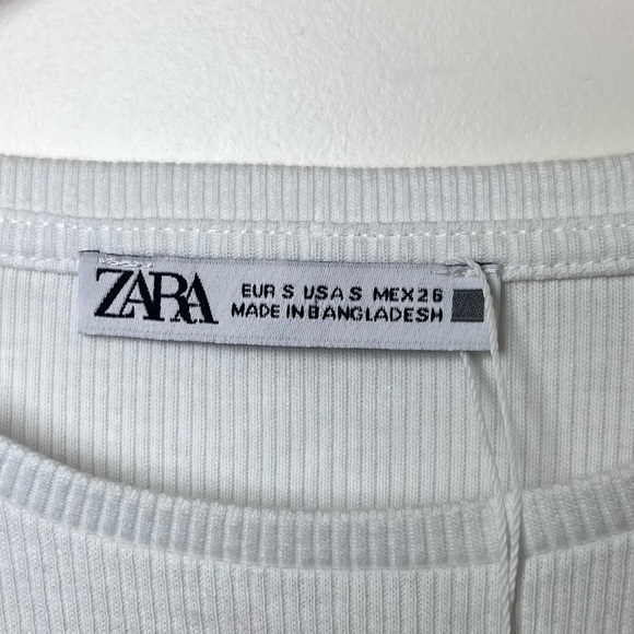 Zara White Ribbed Tank Top Sleeveless Shirt Women’s Size Small S NWT - Picture 9 of 10